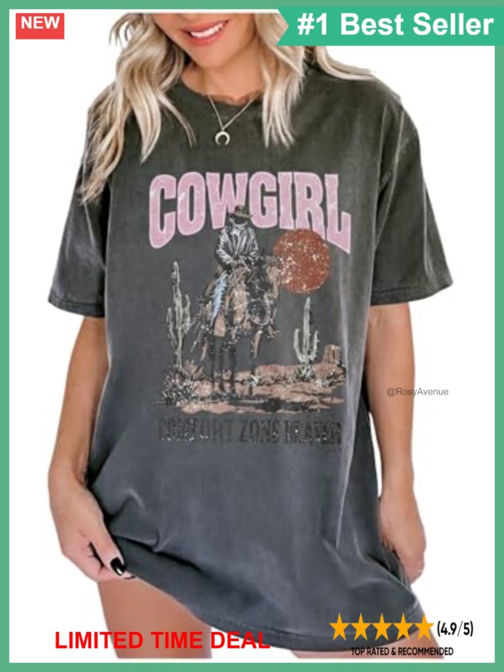 Women's Graphic Tee Short Sleeve Vintage Letter Print Cowboy Casual Top